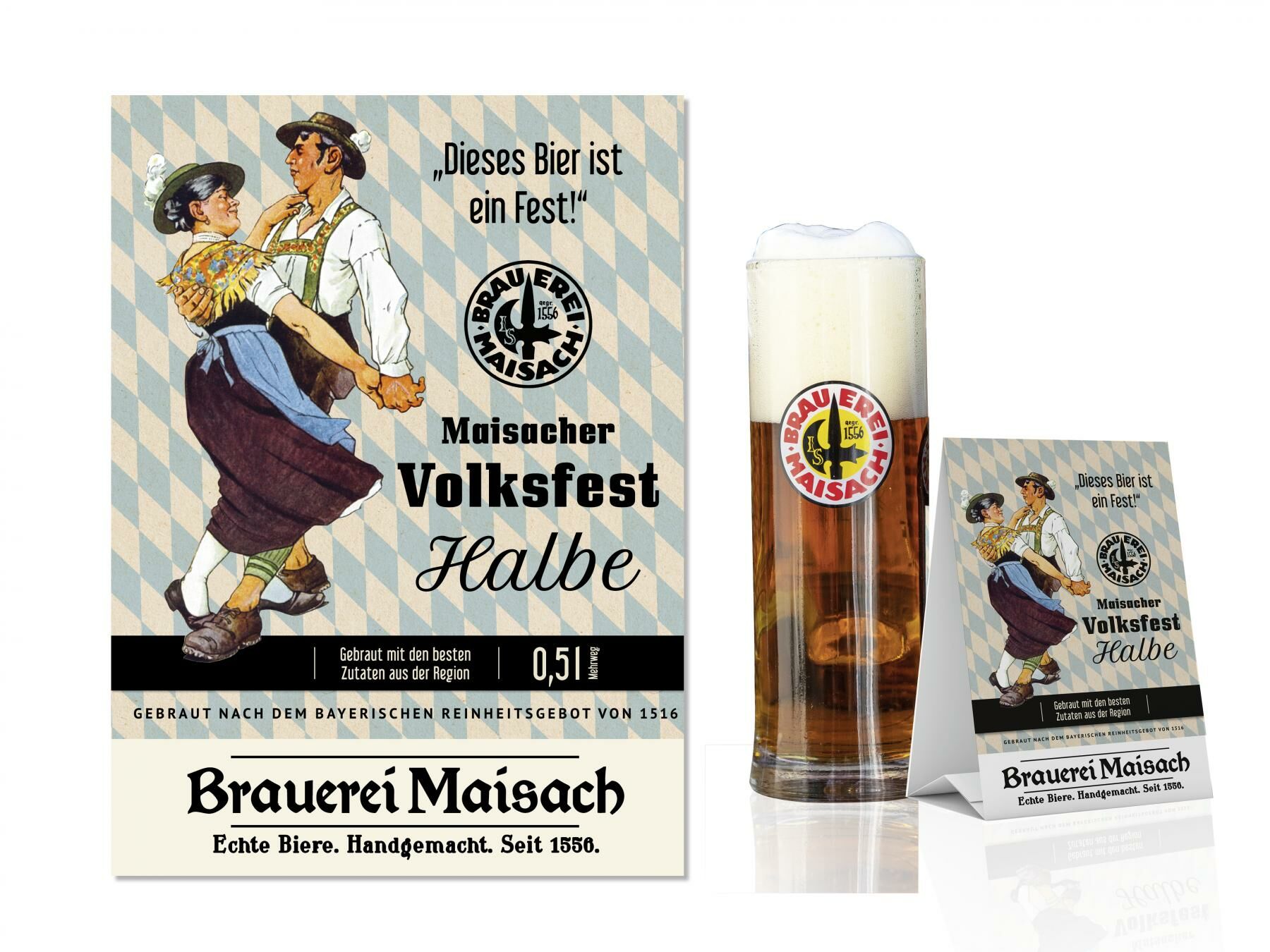 Maisacher Volksfest Halbe, Brauerei Maisach, Etikettengestaltung